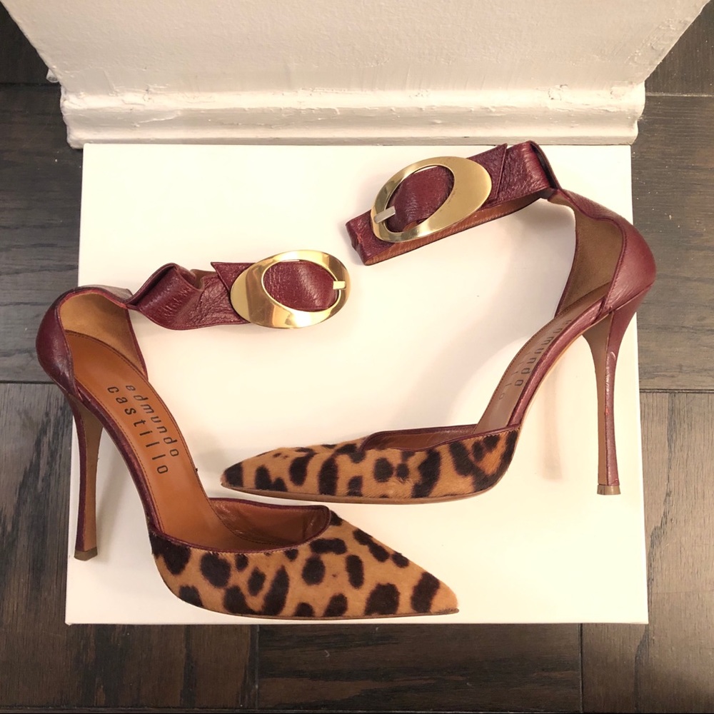 Edmundo Castillo Leopard Calf Pointy Heels